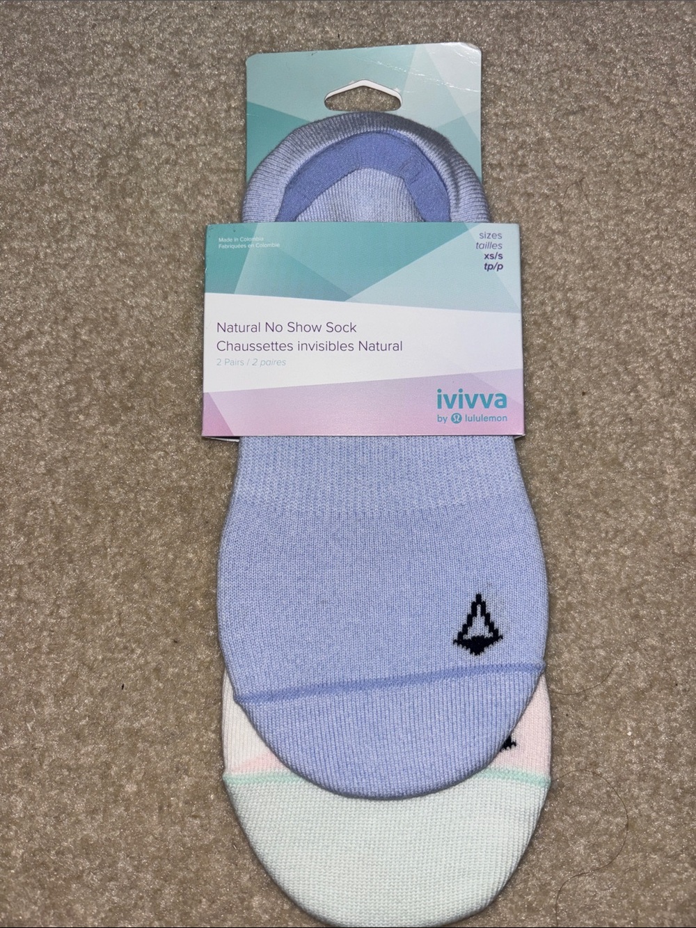 Ivivva Low-Cut Athletic No-Show Socks - Light Lavender & Mint